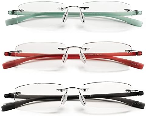 HIYANJN Rimless Reading Glasses For Women Tr90 Blue Light Blocking Eyeglasses Lightweight Frameless Computer Readers(3-Pack,2.5)