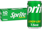 Sprite Lemon Lime Soda Soft Drinks, 7.5 fl oz, 10 Pack,Cans