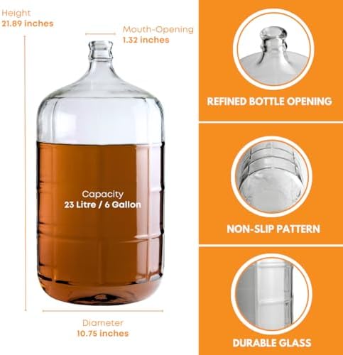 Home Brew Ohio 6 gal Glass Carboy Clear HOZQ8-1375