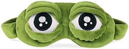Shinywear Cute Rabbit Sleeping Eye Mask Plush Blindfold Travel Sleep Masks Super Soft Funny Eye Cover for Kids Girls and Adult (Green Frog)