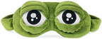 Shinywear Cute Rabbit Sleeping Eye Mask Plush Blindfold Travel Sleep Masks Super Soft Funny Eye Cover for Kids Girls and Adult (Green Frog)