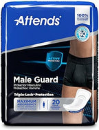 Attends Discreet Male Guard Bladder Control Pad, 12-1/2 Inch Length Maximum Absorbency Polymer One Size Fits Most Male Disposable, ADMG20 - Pack of 20