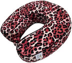 Wolf Essentials Adult Soft Memory Foam 11 x 11.5-inch Travel Neck Pillow, Compact, Perfect for Plane or Car, Pink Leopard