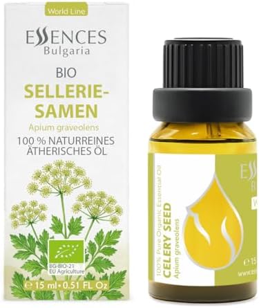 Essences Bulgaria Celery Seed Essential Oil 15ml (0.51 Fl Oz) | Apium graveolens | 100% Pure, Natural, Undiluted | Aromatherapy, Cosmetics | Vegan, Non-GMO, Cruelty-Free