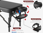 CLORIS 84" Professional Massage Table Portable Reinforced Wooden Leg 2 Folding Lightweight Spa Salon Tattoo Massage Bed Height Adjustable Hold Up to 1100LBS with Carrying Bag Black