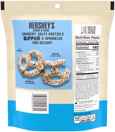 HERSHEY'S Cookies 'n' Creme Dipped Pretzels Bag, 8.5 oz