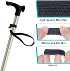 5-Pack Walking Cane Wrist Strap Replacement, Universal Cane Handle Straps Band Anti-Slip Elastic Loop Attached Black Adjustable Wrist Strap for Foldable Walking Stick, Crutches