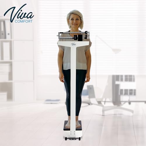 VivaComfort Medical Office Beam Scale, Analog Medical Grade Height and Weight Scale, Mechanical Bathroom and Gym Scale, Weight Capacity 440 lbs