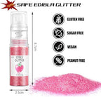 Pink Edible Glitter Spray for Cakes Drinks - Colaele 5 Grams Shimmer Luster Dust Food Grade Metallic Sprinkle Decorating for Cake Decorating, Cookies Baking, Chocolate, Strawberries, Vegan