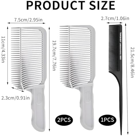 2 Pcs Fading Comb, Men's Hair Cutting Tool Gradient Design,Professional Hair Cutting for Man, with Pointed Tail Combs for Home Salon Hairdresser Styling Tools (Gray)