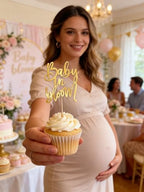 Baby in Bloom Cupcake Toppers,Spring Themed Baby Shower Party Cake Decor,for Gender Reveal/Baby Celebration/Pregnancy Announcement/Expectant Parents Welcome New Baby Parties Supplies,12PCS