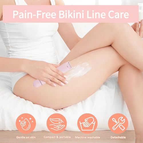 Bikini Trimmer for Women 2 in 1, Electric Razors Personal Shaver for Pubic Hair, Bikini Line, Legs, Face, Wet & Dry Use, Gentle on Sensitive Skin, Women Teen Girl Gift, Pink