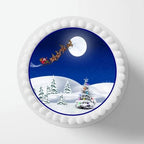 PRECUT 7" Christmas Cake Topper, Christmas Snow Scene, Edible Christmas Cake Decorations, Santa Cake Toppers, Xmas Cake Decoration, Round Christmas Cake