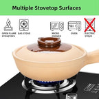 XICHENGSHIDAI Ceramic Clay Pot with Handle, Casserole Stew Pot with Lid, Stockpot Cookware Heat-resistant Dish with Handle -1000ml/1Quarts