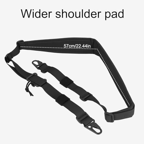 Quick-Adjust 2 Point Sling, Nylon Widened Shoulder Pad Adjustable Quick Adjust Two Point Camera Neck Strap for Toolkit Photography Outdoor Hunting Sports (Black)