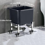 Freestanding Floor Commercial Mop Sink with Rollers, Plastic Mop Sink Service Basin with Drain Botton, Household Mop Buckets for Balcony Bathroom Kitchen Restaurant Business Outdoor