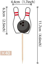Rsstarxi 40 Pack Cupcake Toppers - Sport Party Cupcake Picks - Bowling Alley Themed Birthday Party Cake Decorations for Baby Shower & Kids Birthday Parties