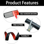 [New Upgrade] Floor Transition Strip, Self Adhesive Rubber Rug Gripper Tape Carpet Edge Trim Strip, Wood Tile Laminate Transition Cover Doorway Gap for Threshold Height Less Than 6mm (Black, 10ft)