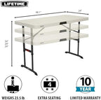 LIFETIME 80387 4-Foot Commercial Adjustable Folding Table, Almond
