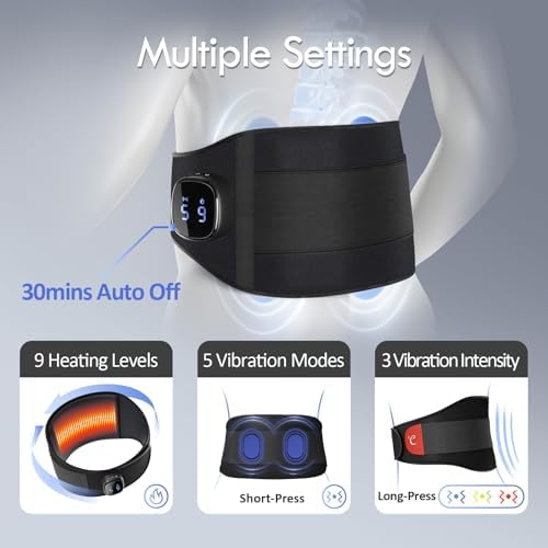 Comfytemp Cordless Portable Heating Pad with Massager for Lower Back Soothing, FSA Eligible HSA 9 Heat 5 Vibration 3 Intensity, Mothers Day Gifts for Mom Dad Rechargeable Wireless App Control