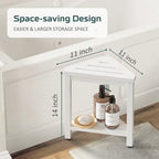 Shower Foot Rest 14in, HDPE Waterproof Shower Stool for Inside Shower, Corner Shower Stool for Shaving Legs with Storage Shelf, Shower Step Stool for Small Space, Plastic Corner Shower Bench, White