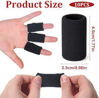 10 Pcs Black Finger Sleeves, Elastic Finger Compression Sleeves, Breathable Fingers Support Brace Thumb Splint for Basketball Volleyball Relieving Pain Arthritis