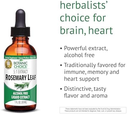 Botanic Choice – Rosemary Leaf Liquid Extract – Alcohol Free, Gluten Free – Fast Acting Supplement Drops – Easy to Use Dropper – 1 Fluid Ounce