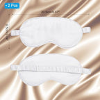 PATIKIL Silk Sleep Mask, 2 Pack Soft Satin Eye Protective Mask Blackout Eye Cover with Elastic Straps for Side Sleeping Women Men Travel, White
