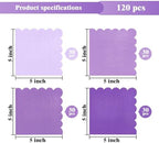 120PCS Gradient Purple Cocktail Party Napkins, Purple Scalloped Beverage Dessert Paper Napkin for Birthday Wedding