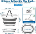 Collapsible Mop Bucket with Handle for Cleaning, 16L(4.2 Gallon) Silicone Square Mopping Bucket for Windows Cleaning or Car Washing, Cleaning Supplies Organizer Plastic Bucket for Storage
