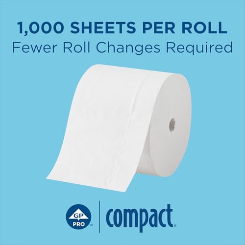 Georgia-Pacific Compact Coreless 2-Ply Recycled Toilet Paper by GP PRO (Georgia-Pacific), 19375, 1,000 Sheets Per Roll, 36 Rolls Per Case