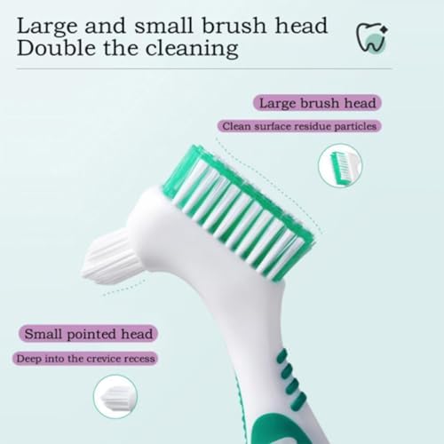 3 P Denture Cleaning Brush Portable Cleaning Brush False Teeth Brushes for Denture Care Denture Cleaner with Multi-Layered Soft Bristles and Dual Angled