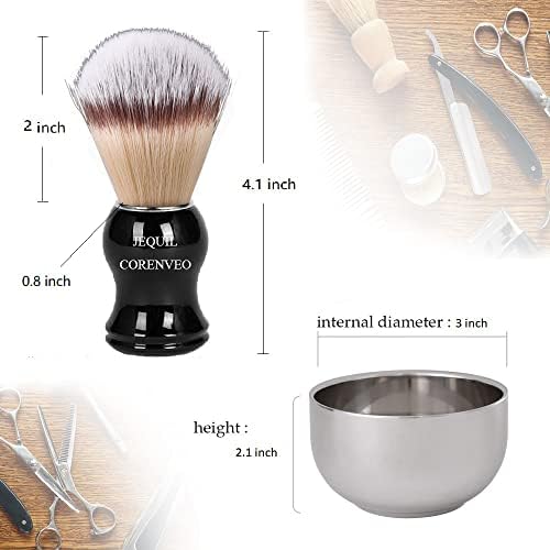 JEQUIL&CORENVEO Deluxe Shaving Kit for Men, 3pcs Shaving Set, Shaving Brush, Shaving Bowl, Razor & Brush Holder