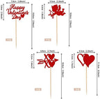 24 PCS Happy Valentine's Day Cupcake Toppers with Glitter Heart XOXO Cupid Cupcake Picks Valentine's Day Theme Wedding Bridal Shower Birthday Party Cake Decorations Supplies Red