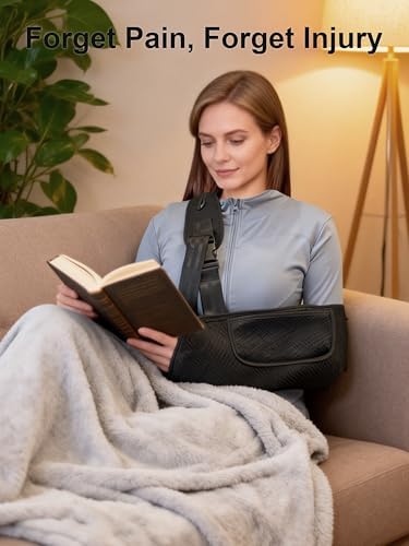 Arm Sling, Upgraded Straps, Ultimate Comfort, Convenient Pocket, Arm Sling Shoulder Immobilizer for Shoulder Injury, Elbow Injury, Wrist Injury, Fractured Bones, Rotator Cuff Support (L)