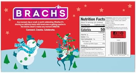 Brach's Mini Peppermint Holiday Candy Canes, Christmas Candy, 100ct Box , 15 Ounce