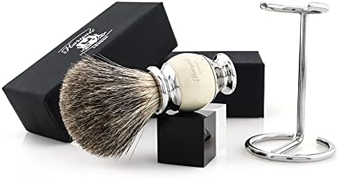 Haryali London Shaving Brush - Super Badger Shaving Brush - Elegant and Unique Design - Badger Hair Shaving Brush - with Elegant White Color - A Perfect Match to Your Shaving Kit