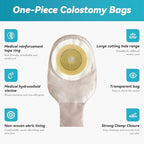 5 PCS Colostomy Bags,Ostomy Supplies,One Piece Drainable Ostomy Pouch Bags with 2 Clips Closure for Ileostomy Stoma Care,20mm-60mm Cut-to-Fit