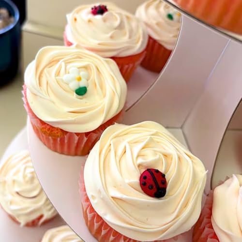 Icing Ladybugs and Daisies | Edible Decorations | Mini Icing Ladybugs & White Sugar Daisies | Spring Cake Toppers | Simply Sucré (18 Ladybug/Daisies)