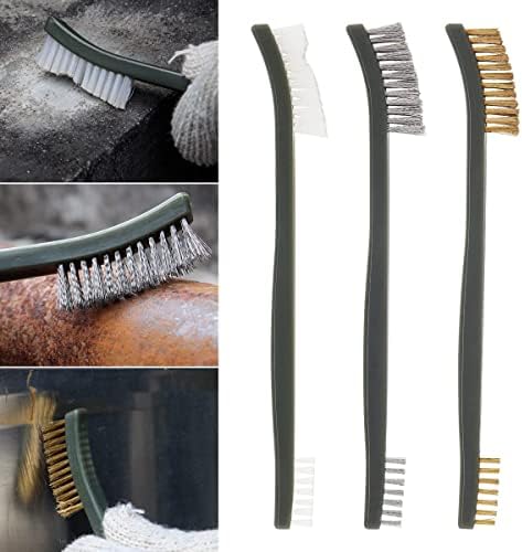 OriGlam Mini Wire Brush Set, Paint and Dirt Remover, Cleaning Welding Slag and Rust, Handy Steel / Nylon / Brass Brush Suitable for Cleaning Paint / Dirt (3)