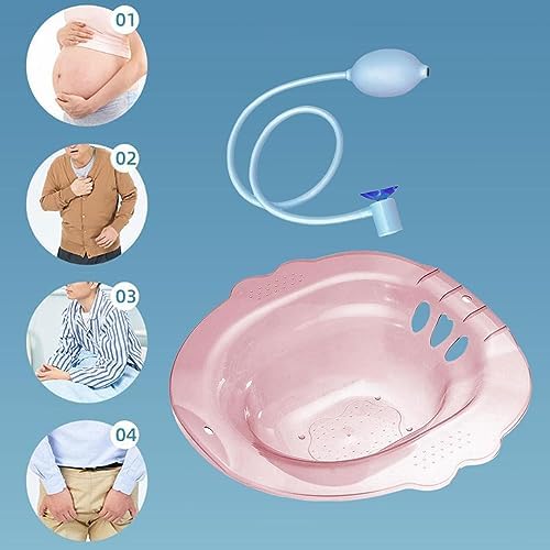 predolo Toilet Sitz Bath for Men and Women with Steam Feature and Non-Slip Design, Portable and Reusable, Pink