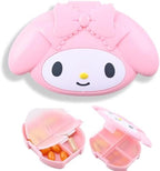 Kitty & MyMelody Pill Box - 4 Compartment Weekly Pill Organizer - Fun Medicine Pill Organizer - Durable Travel Pill Case with Snap Closure (Kitty + MyMeloday)