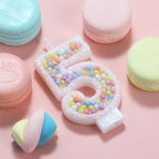Pastel Macaron 5th Birthday Candle Sweet Pink Number 5 Candle Cake Topper Cupcake Decorations for Girls and Women Party Decor Anniversary Celebrations Supplies