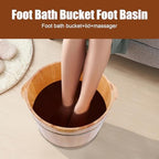 Wooden Foot Massage Tub, Bucket with Massage Roller, Relaxing Foot Spa, Portable Home Use
