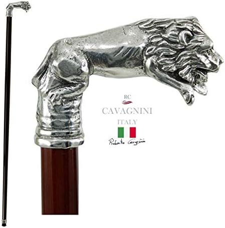 Premium Robust Walking Cane for Men & Women - Cavagnini Handmade Elegant Stick, Wood & Solid Pewter Handle, Luxury, Made in Italy, Durable