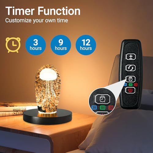 Wood LED Light Base - Crystal Display Base for Glass Art/Acrylic, 3 Light Modes with 10-Level Dimming & Auto Timer (Dark Brown, 5.9 inch)