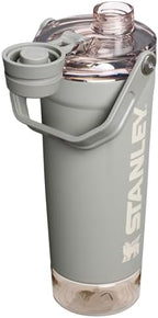 STANLEY Vitalize Shaker Bottle 20 oz | Leakproof Insulated Stainless Steel Shaker Cup | Base Storage and Twist On Fast Flow Lid | Protein Shakes and Pre Workout Powder | BPA-Free | Sage Grey