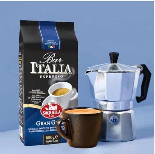 Saquella Kaffee Bar Italia Gran Gusto Espresso Coffee Beans, 1kg (2.2 lb) | Authentic Italian Espresso | Full-Bodied Aroma & Smooth Crema | Perfect for Espresso Machines