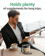 PULIV Portable Pill Dispenser Bottle, Vitamin Organizer with 7 Compartments, Holds Plenty of Supplements, Anti-Mix & Wide Openings Design, Easy to Retrieve Meds, Travel Essentials, Includes 20 Labels