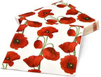 Gift Boutique 100 Poppy Floral Cocktail Beverage Napkins Disposable Paper Red Poppies Flower Dessert Napkin for Spring Summer Valentine Party Supplies